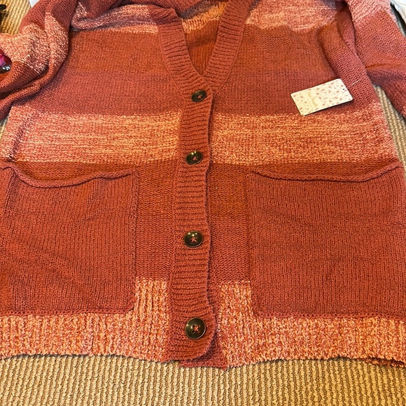 NWT FREE PEOPLE southport beach cardigan in blushes combo oversized small - Picture 11 of 15